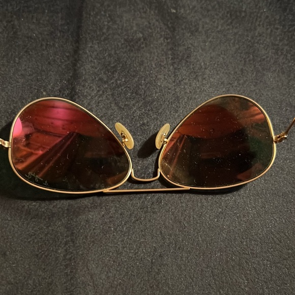 Ray-Ban Polarized Pink Mirrored Aviator Sunglasses EUC - Picture 3 of 10